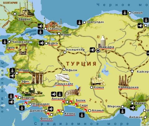 Карта Турции от Софи Тур